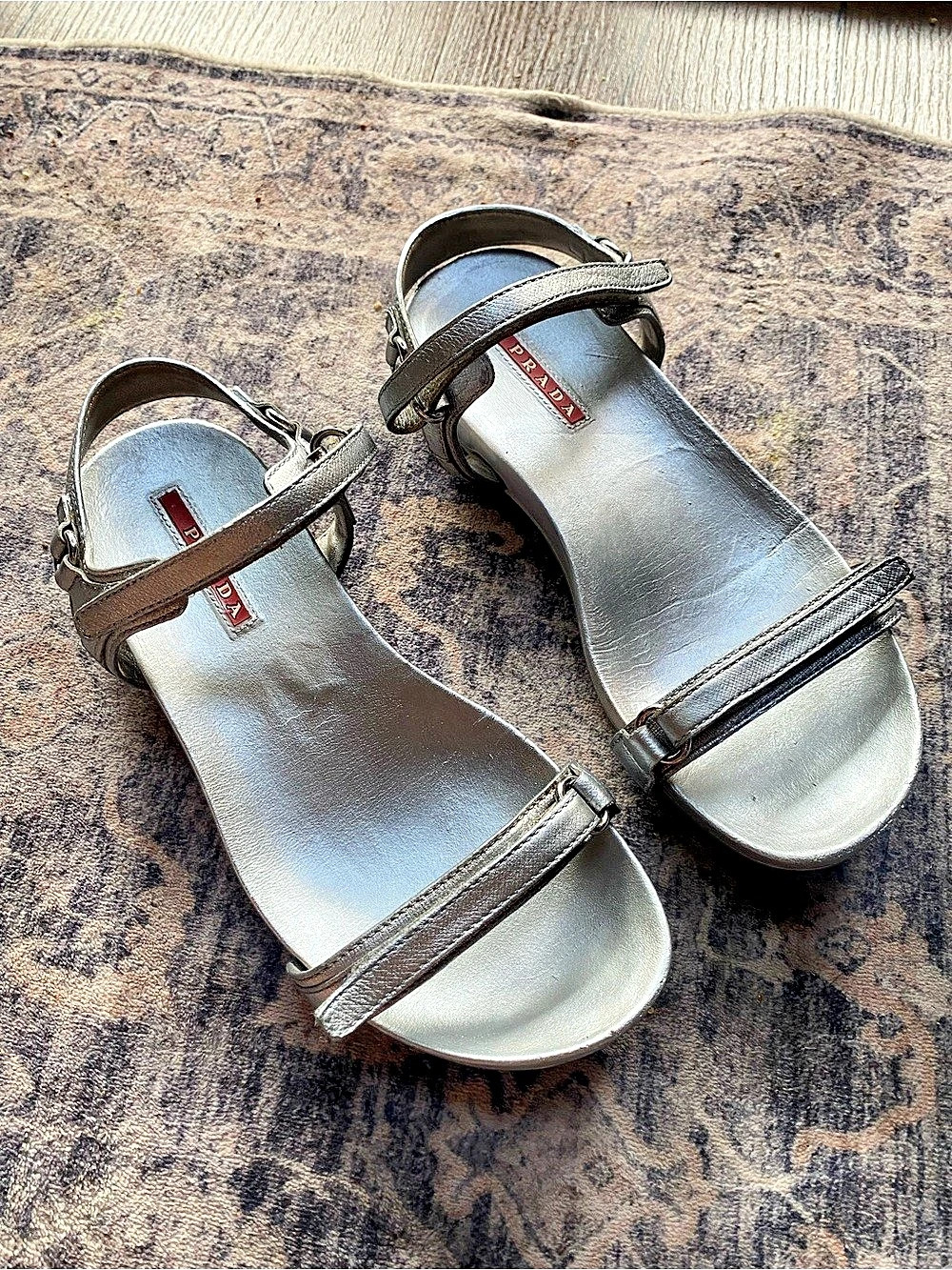 Prada Metallic Strappy Sandals EU 36